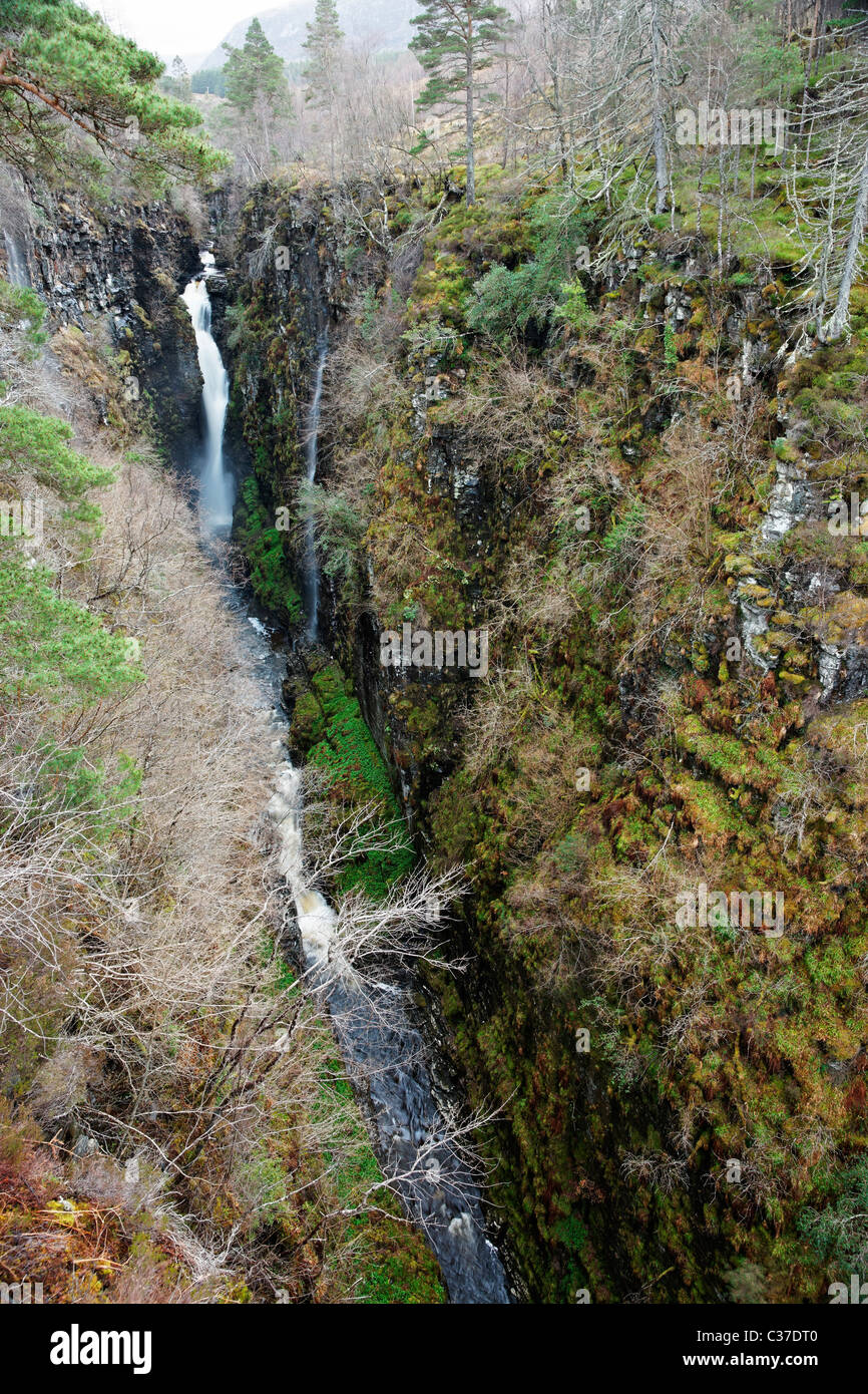Corrieshalloch Gorge and the Falls of Measach, near Ullapool, Ross and Cromarty, Scotland, UK. The Droma River . Stock Photo