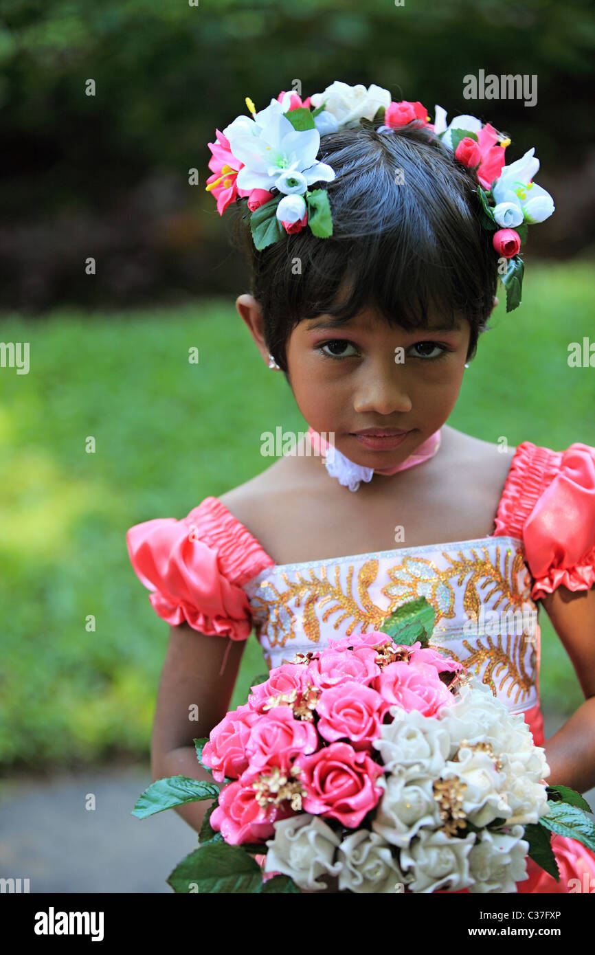 Wedding ceremony with traditional dress in Sri Lanka Asia Stock Photo