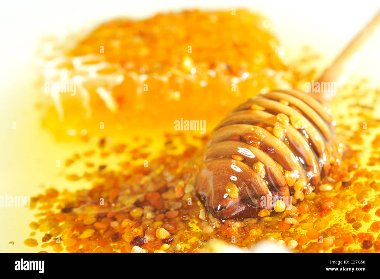 honey and pollen Stock Photo