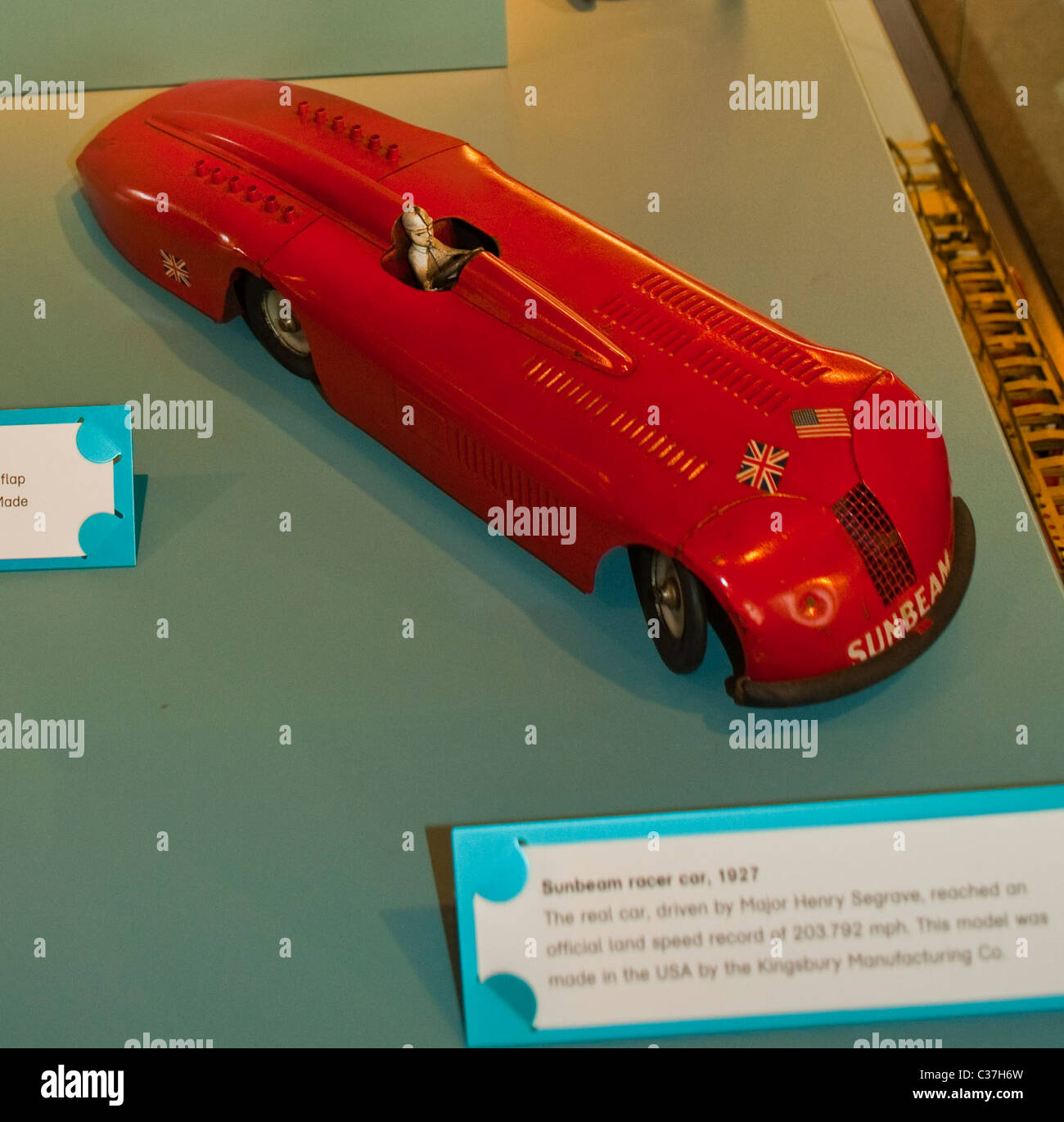 London, U.K., Antique Metal Car, Children's Vintage Toys, on Display