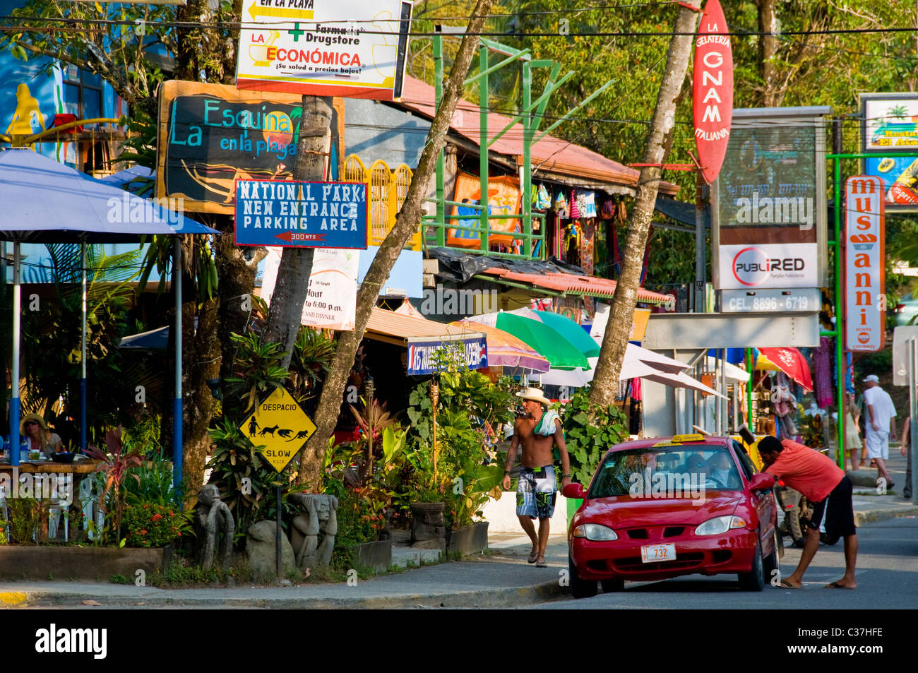 Street scene Manuel Antonio Town at the entrance of Manuel Antonio