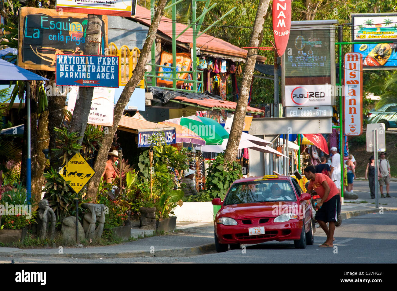 Street scene Manuel Antonio Town at the entrance of Manuel Antonio
