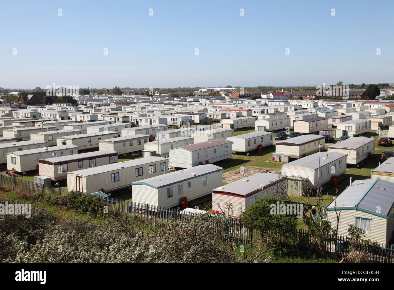 A caravan park at a Lincolnshire holiday resort. Stock Photo