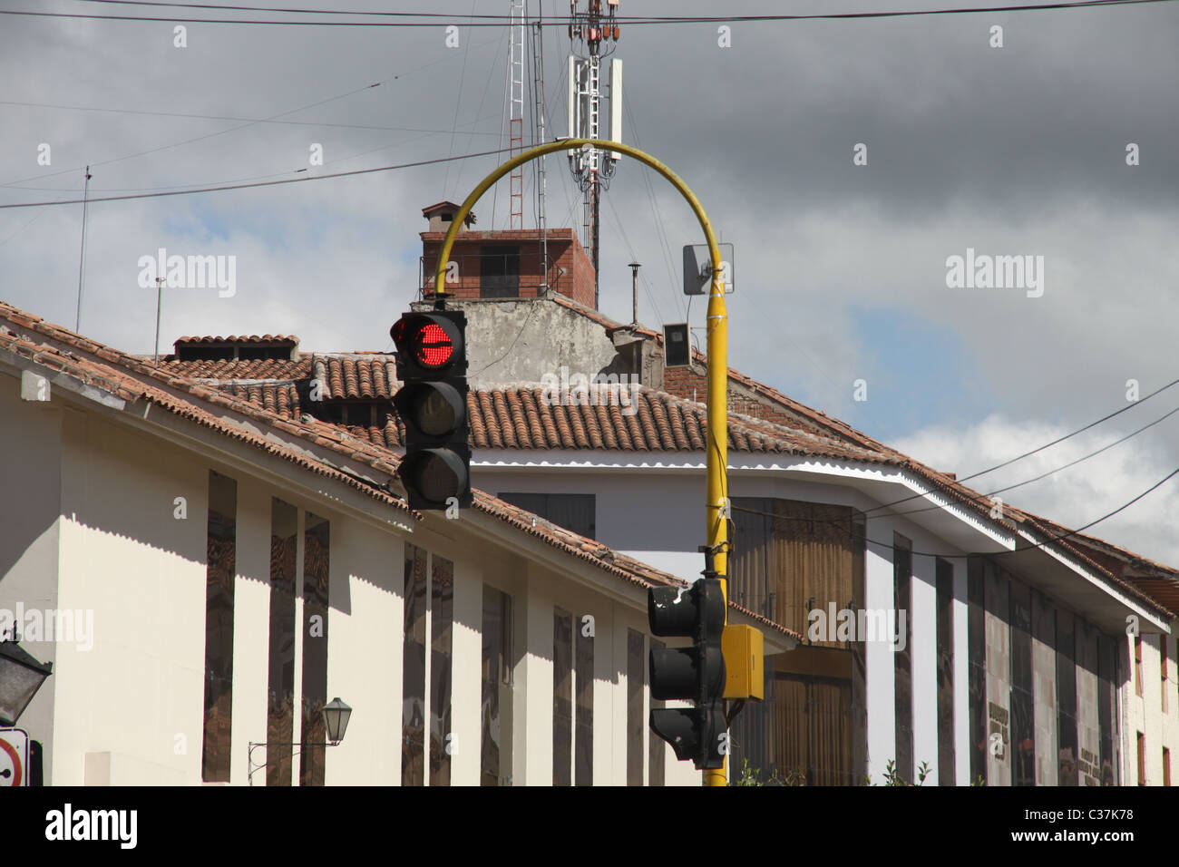 Electric stop light in Peru Stock Photo