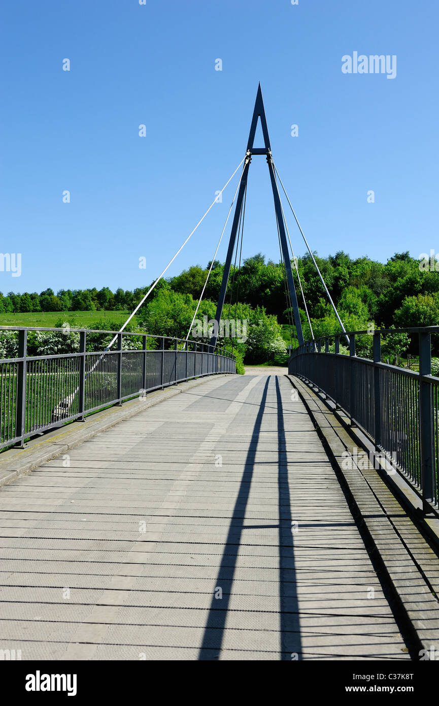 cable stayed footbridge at Rother Valley Country Park england uk Stock Photo