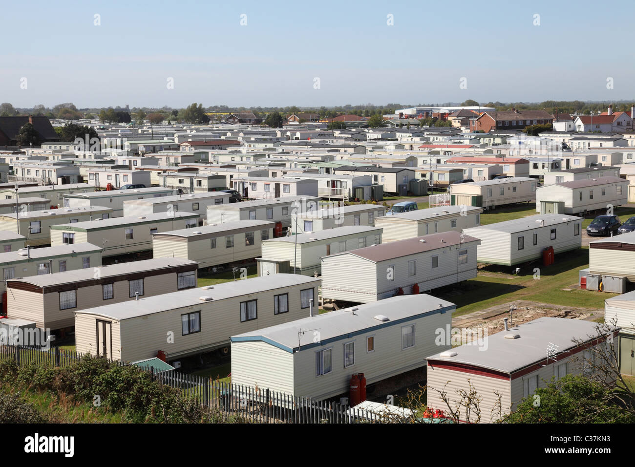 A caravan park at a Lincolnshire holiday resort. Stock Photo