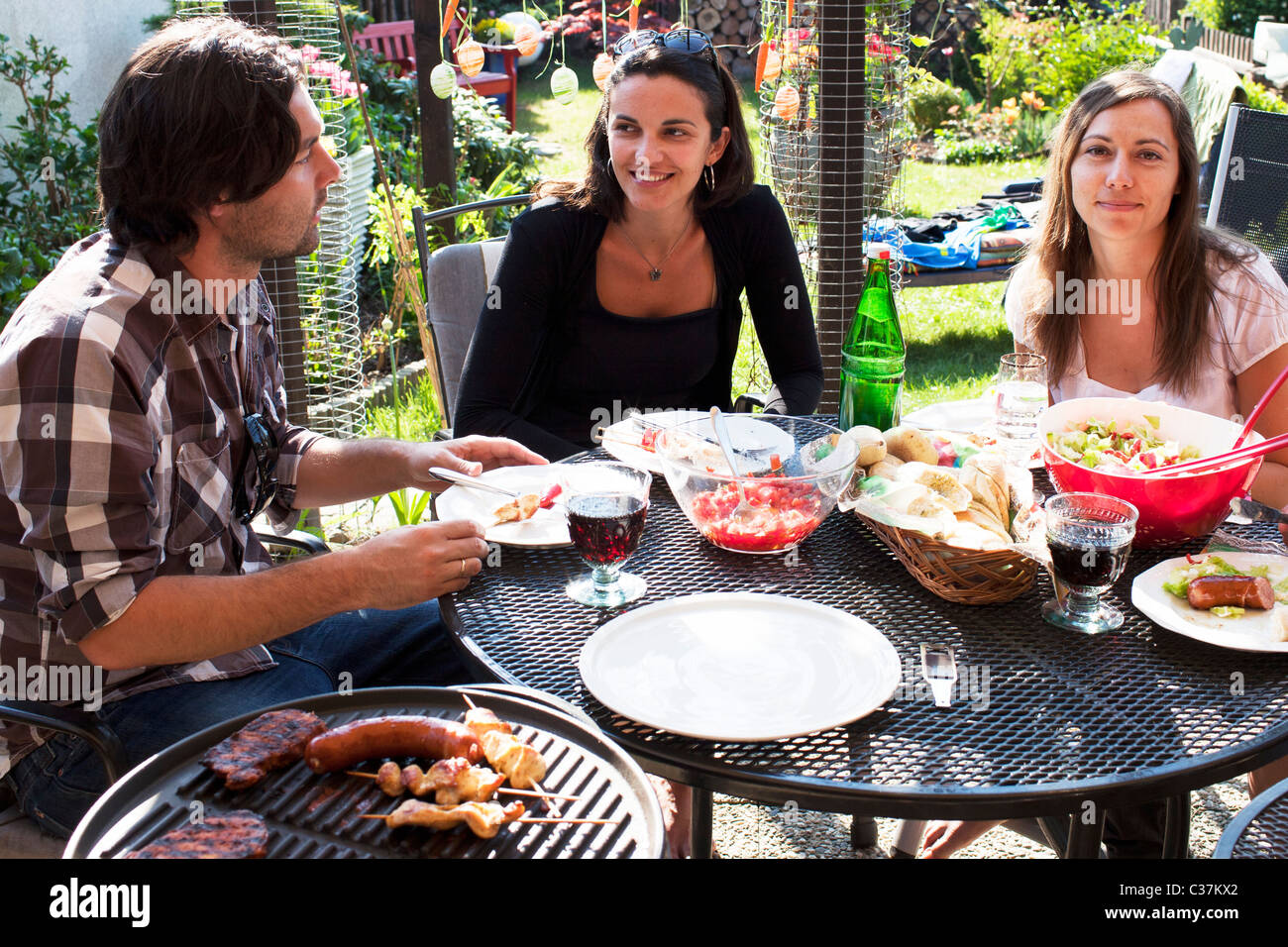 Barbecue party in the garden Stock Photo
