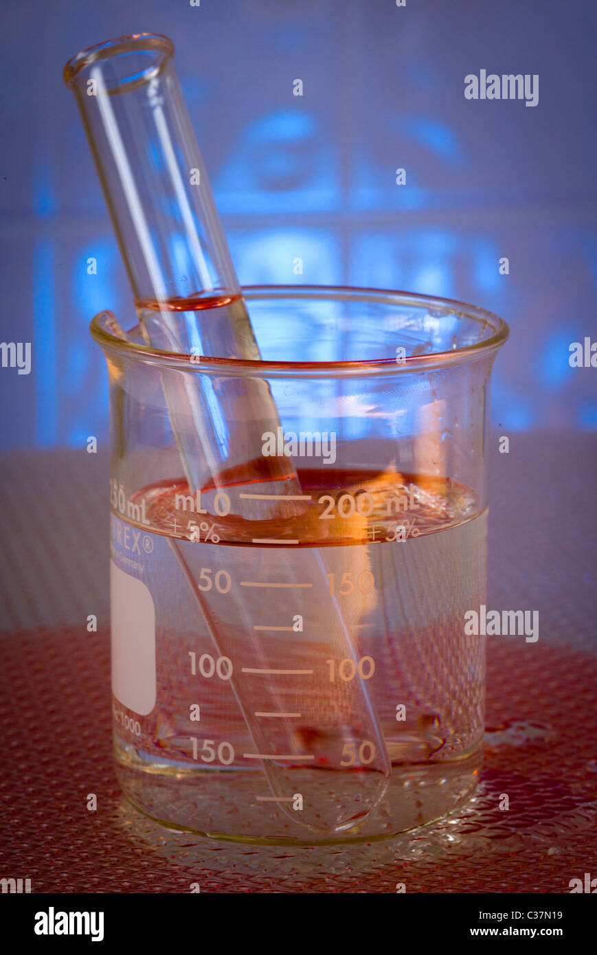 Water Quality Testing Still Life, beakers and other glassware Stock ...