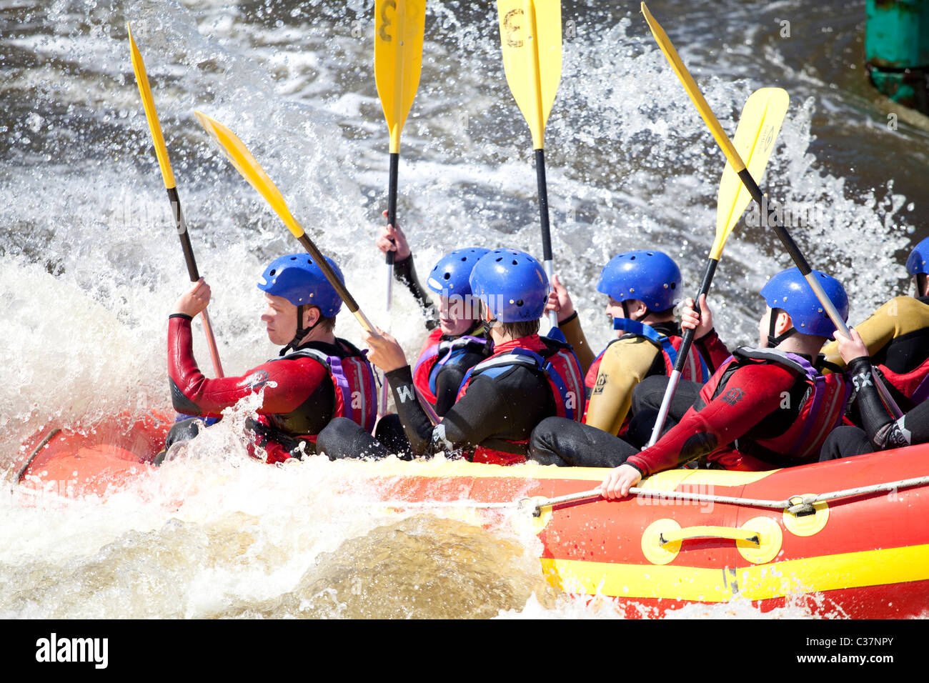 White water rafting at National Water Sports Centre, Holme Pierrepoint, Nottingham England UK