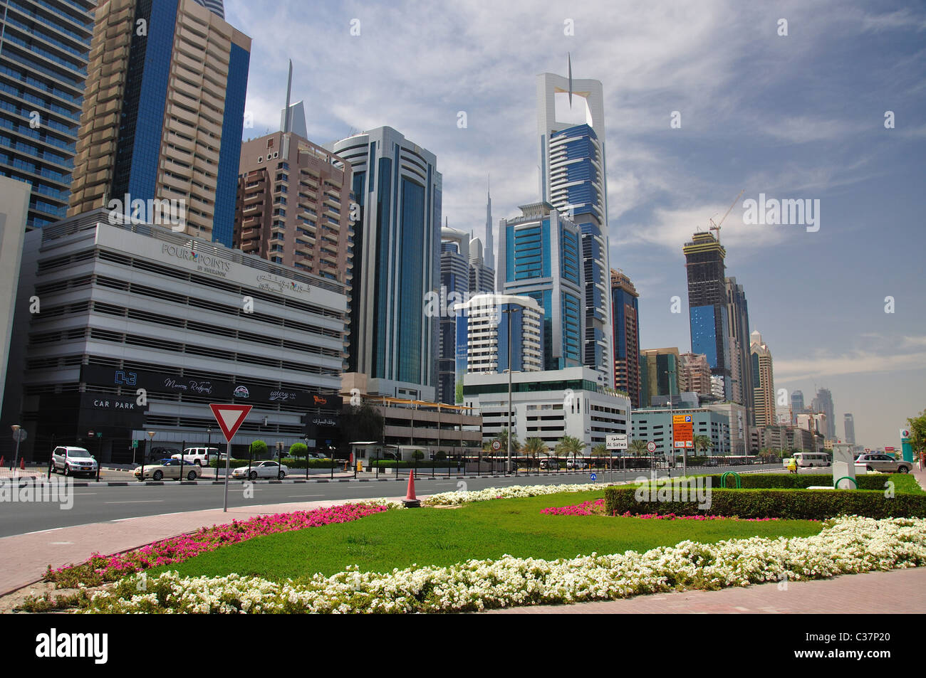 City skyscrapers, Downtown Dubai, Dubai, United Arab Emirates Stock Photo