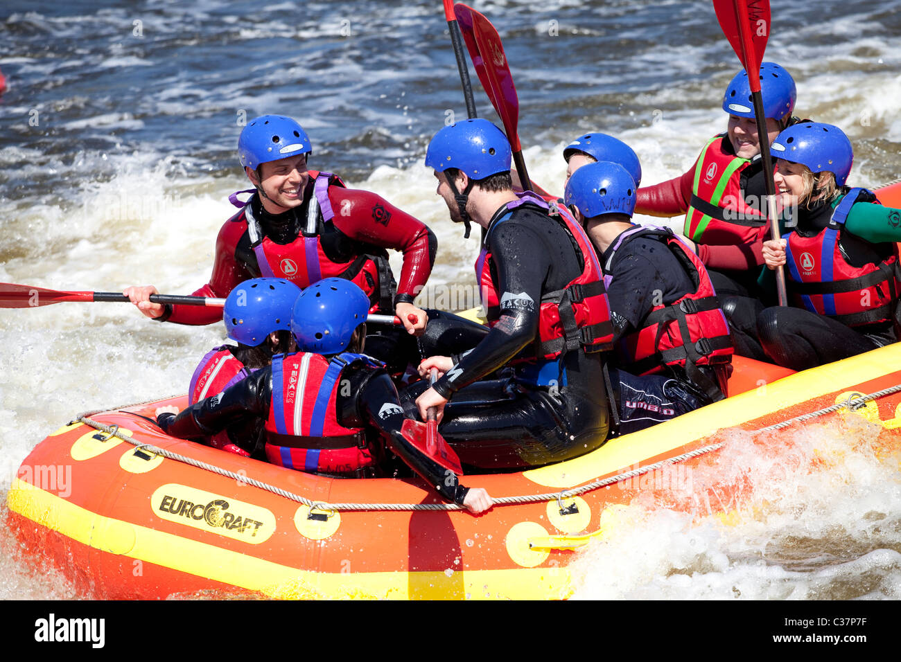 White water rafting at National Water Sports Centre, Holme Pierrepoint, Nottingham England UK Stock Photo