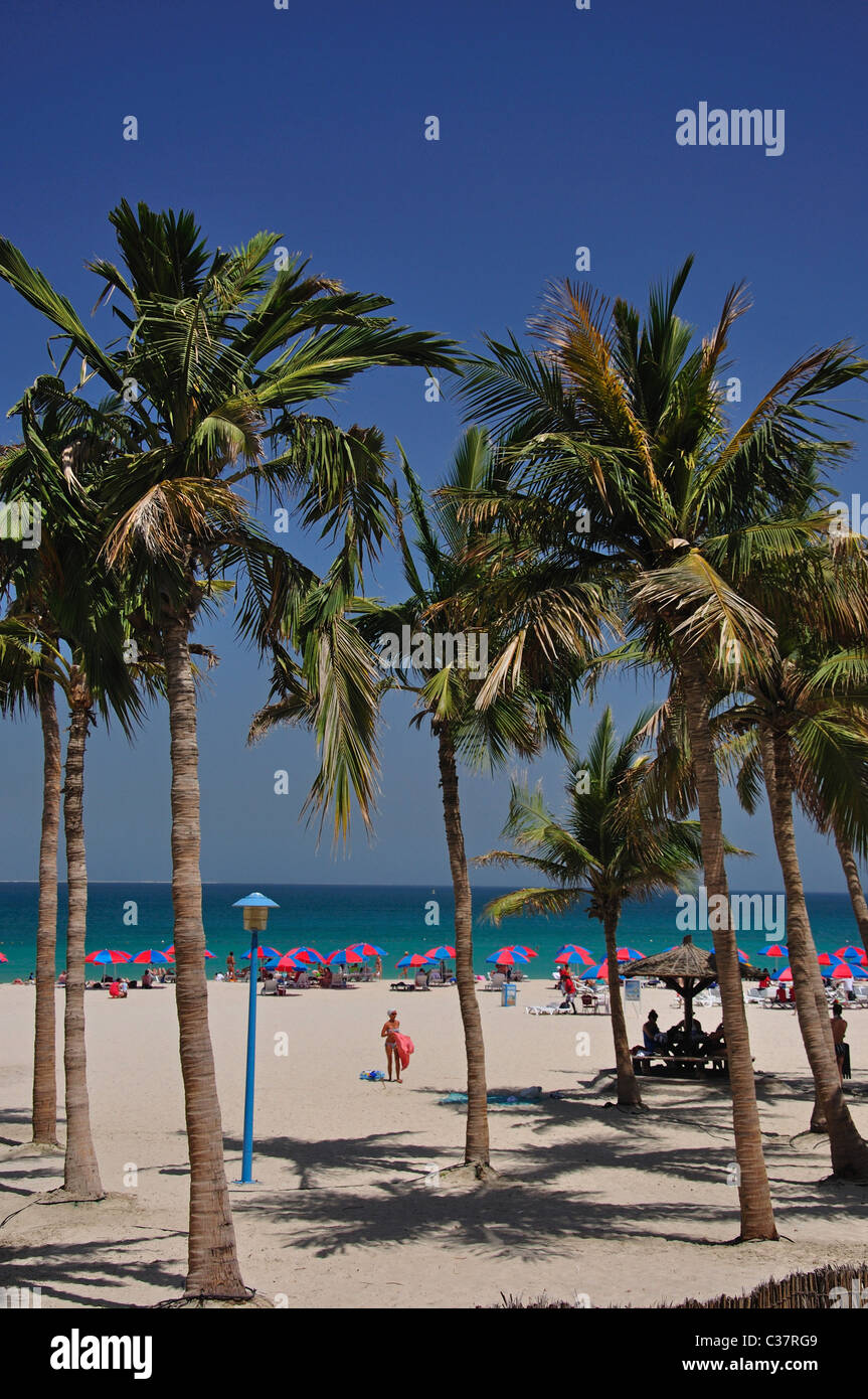 Beach view, Jumeirah Beach Park, Jumeirah, Dubai, United Arab Emirates Stock Photo