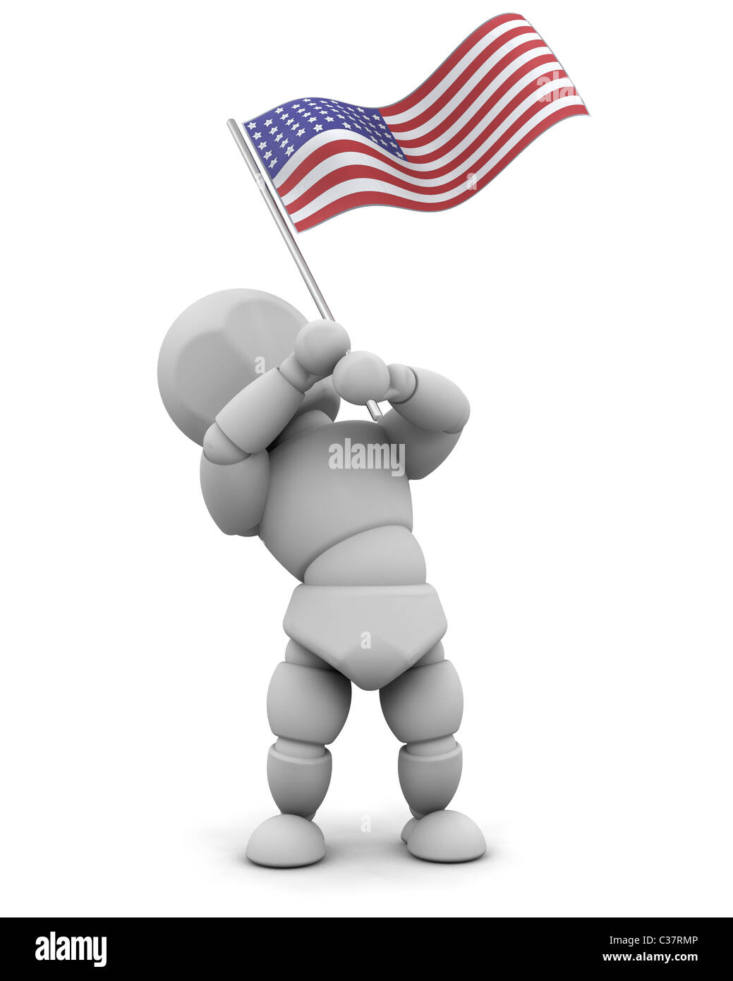 3d render of man with american flag Stock Photo