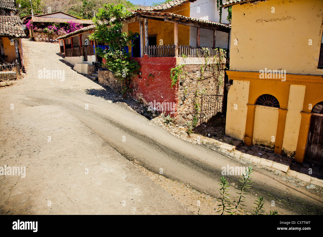 19th Century typical houses in village of Copala Sinaloa state Mexico