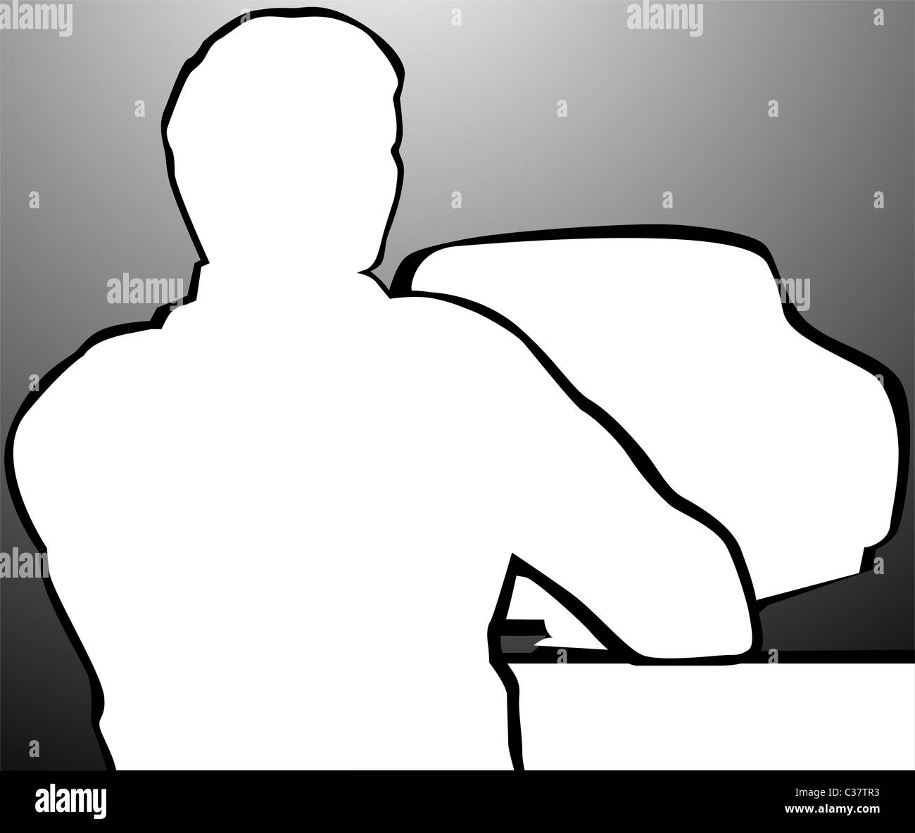 Silhouette man computer Black and White Stock Photos & Images - Alamy