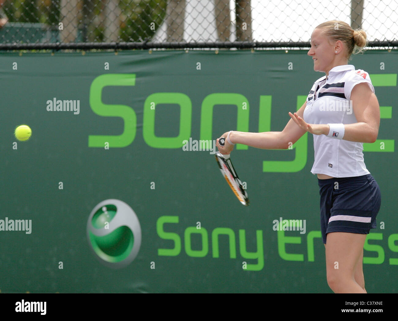 Agnes Szavay plays against Ana Ivanovic during day 7 of the Sony Ericsson Open at the Crandon Park Tennis Centre Key Biscayne, Stock Photo