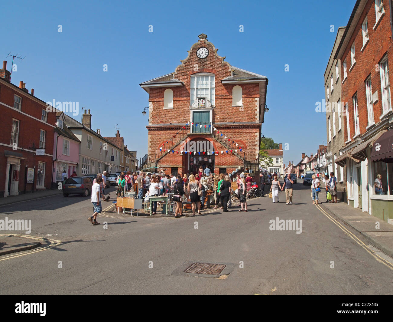 Easter market at the Shire Hall, Market Hill, Woodbridge, Suffolk, England Stock Photo