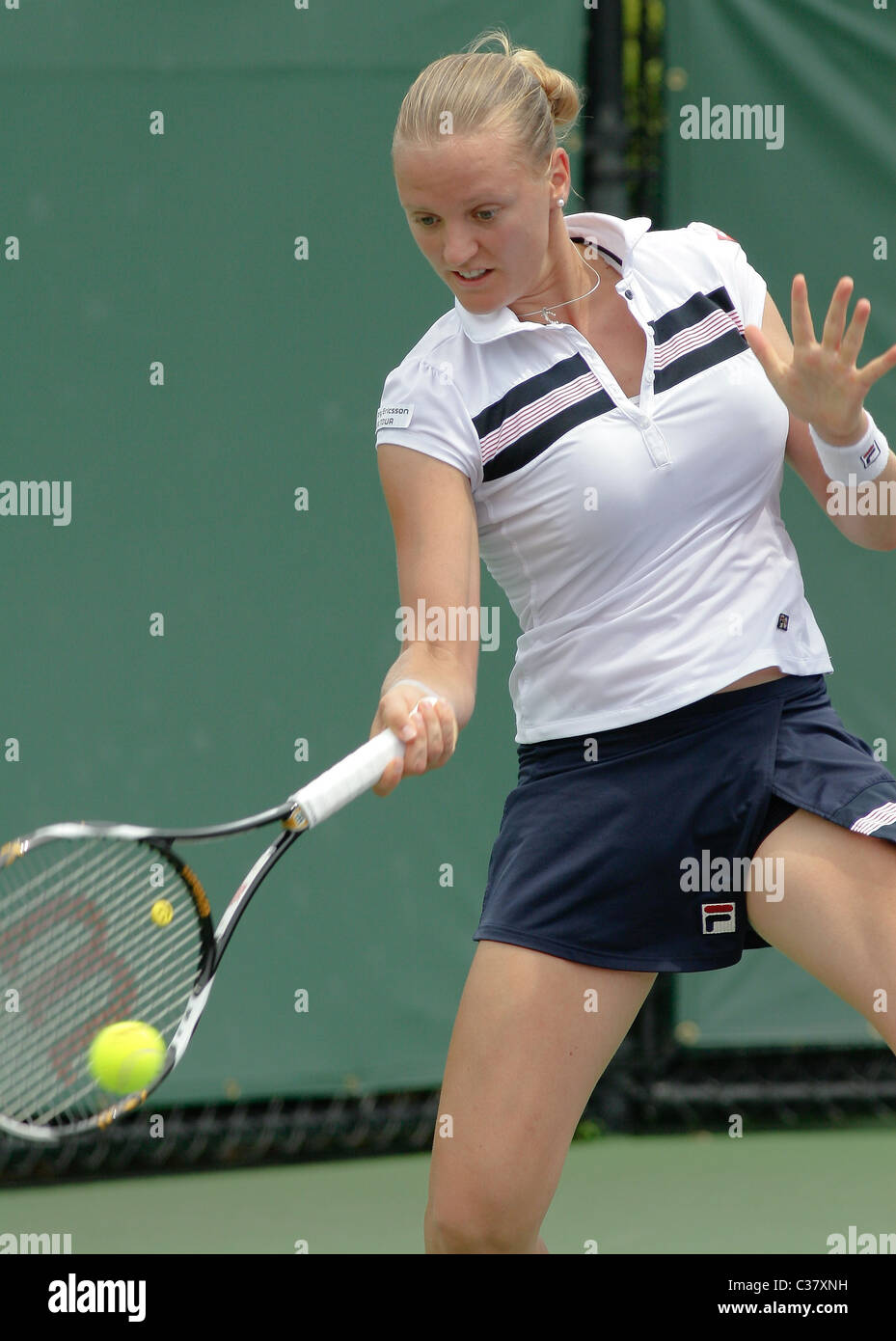 Agnes Szavay plays against Ana Ivanovic during day 7 of the Sony Ericsson Open at the Crandon Park Tennis Centre Key Biscayne, Stock Photo