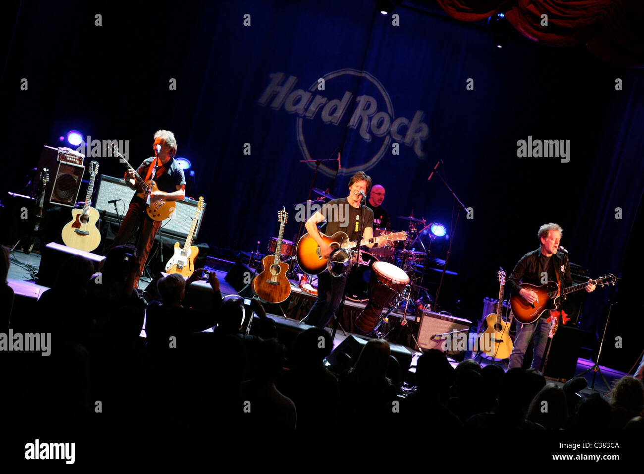 Michael Bacon, Kevin Bacon of The Bacon Brothers performing live at the