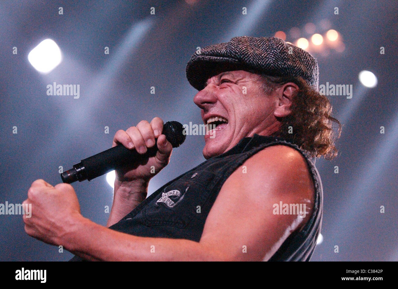 Brian Johnson AC/DC perform at the Ahoy stadium during their Black Ice ...