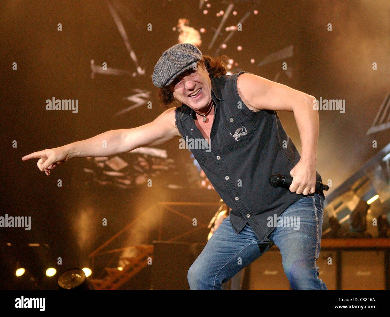 Brian Johnson AC/DC perform at the Ahoy stadium during their Black Ice ...