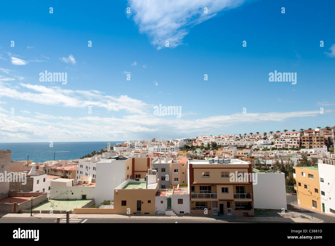 View over Morro Jable town centre Fuerteventura Canary Islands Stock Photo