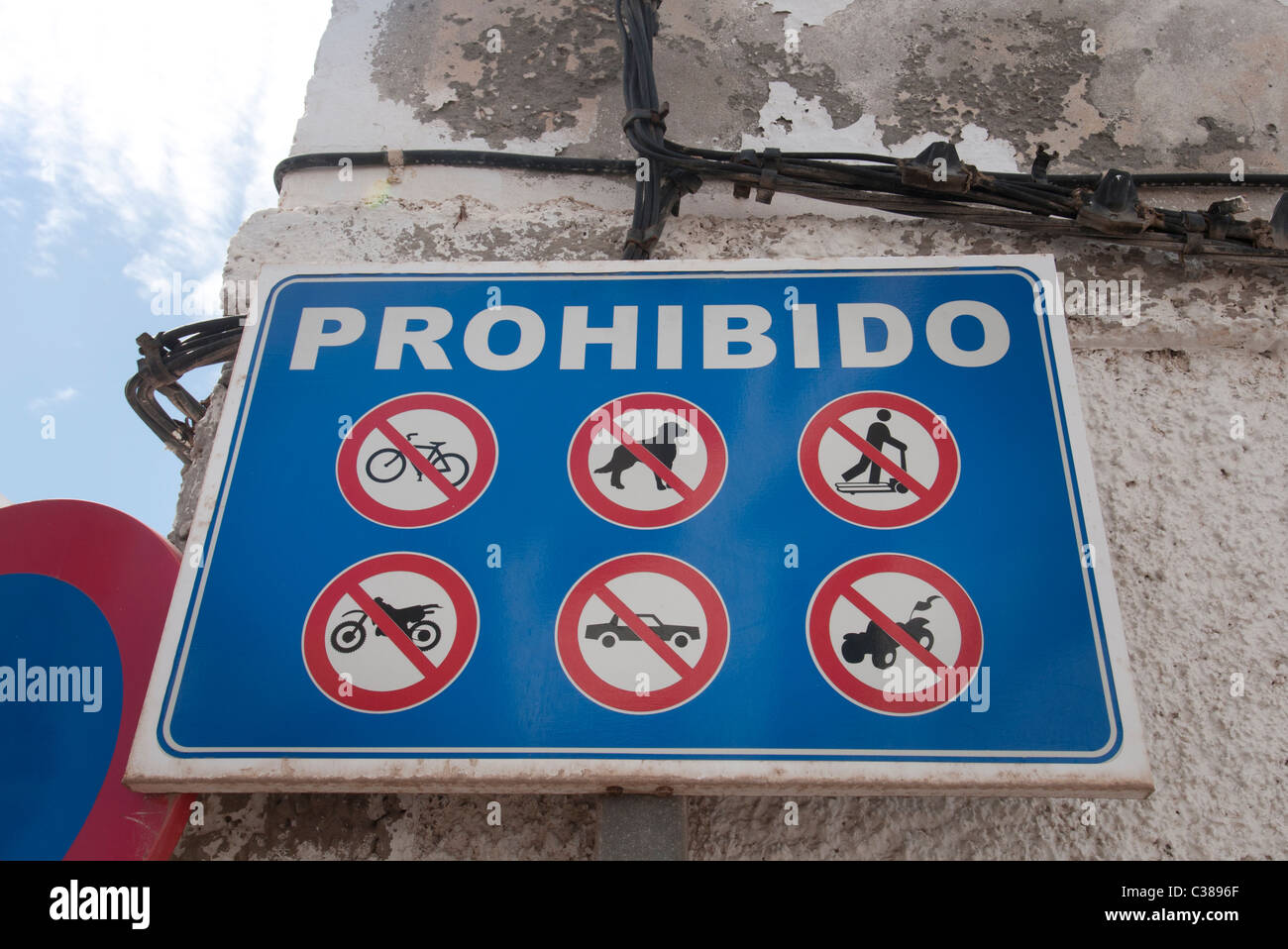 Prohibido sign not allowed Fuerteventura Canary Islands Stock Photo