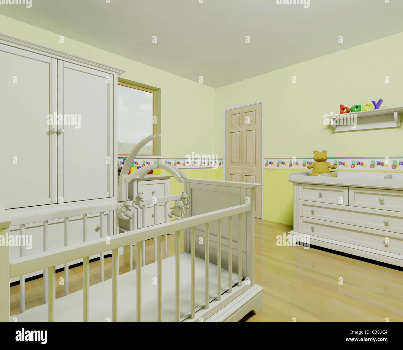 3d render of childs nursery Stock Photo