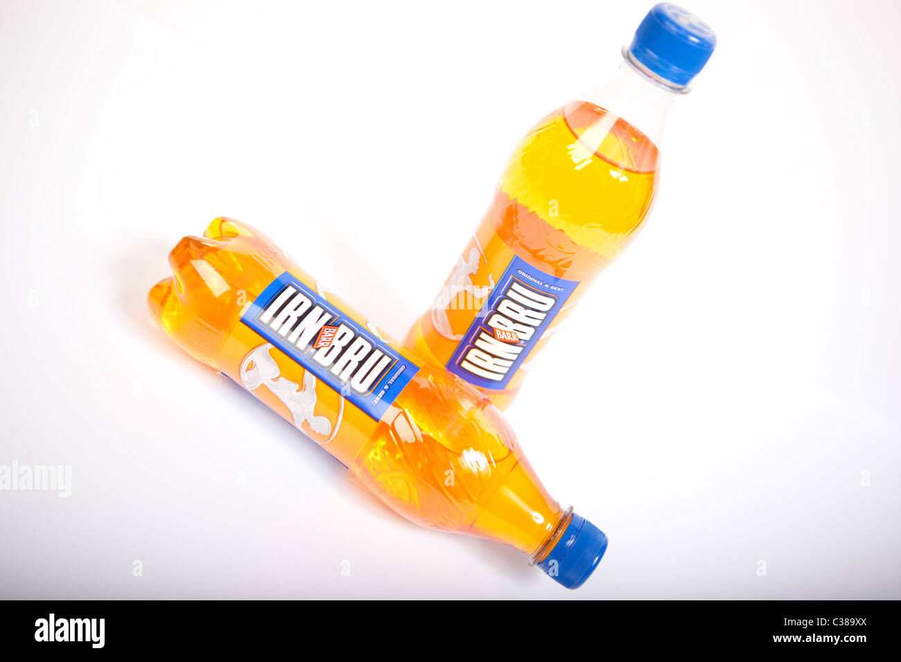 Illustrative image of Irn Bru bottles. Stock Photo