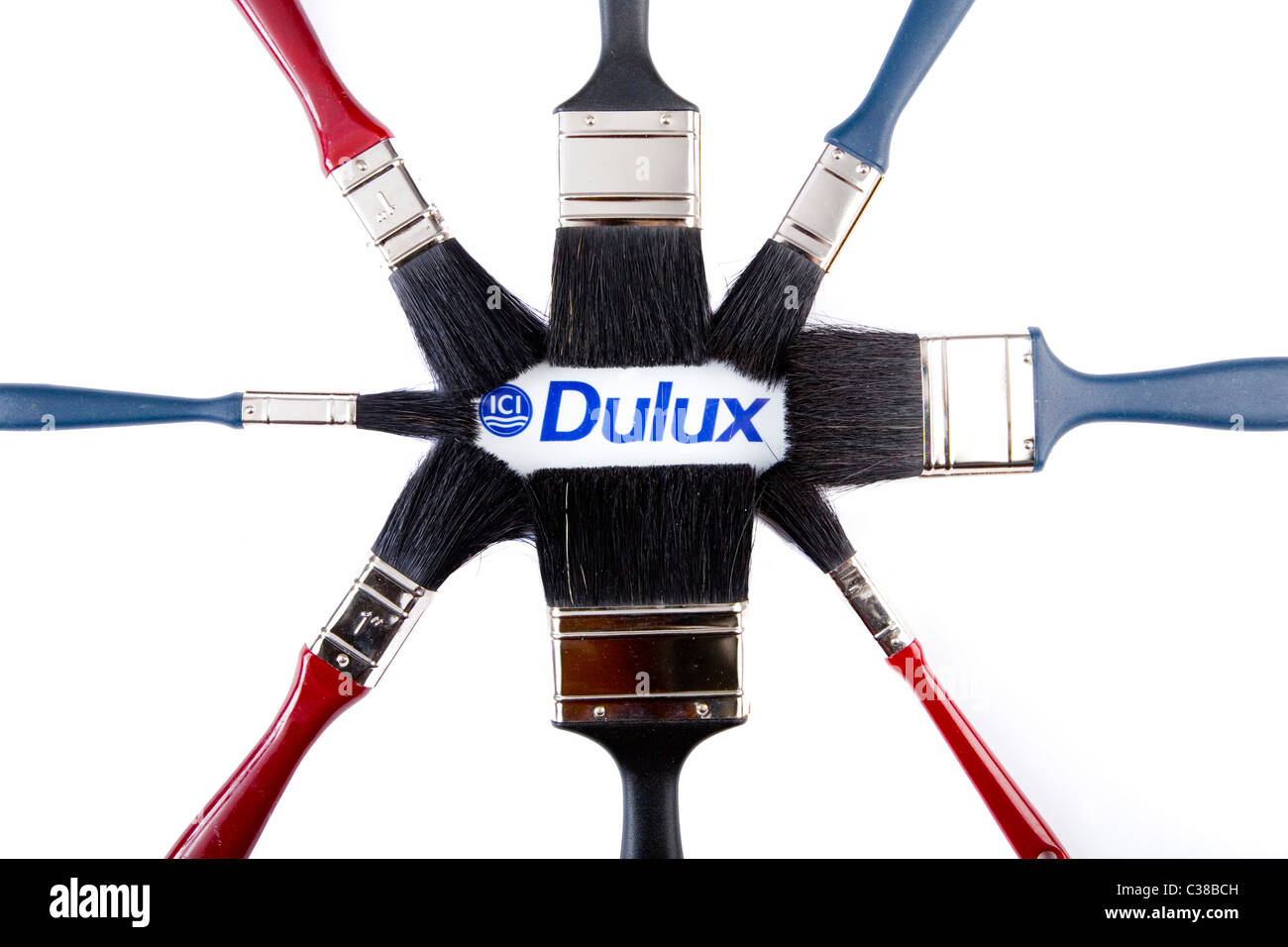 Figurative image of Dulux paint and brushes. Formerly owned by ICI, who