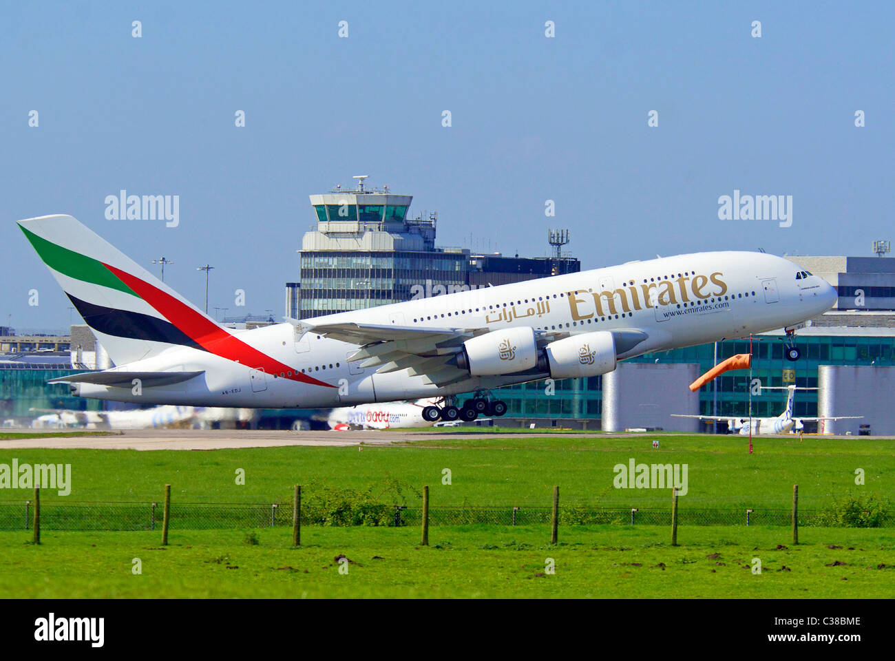 Emirates Airbus A380 800 Tower High Resolution Stock Photography and ...
