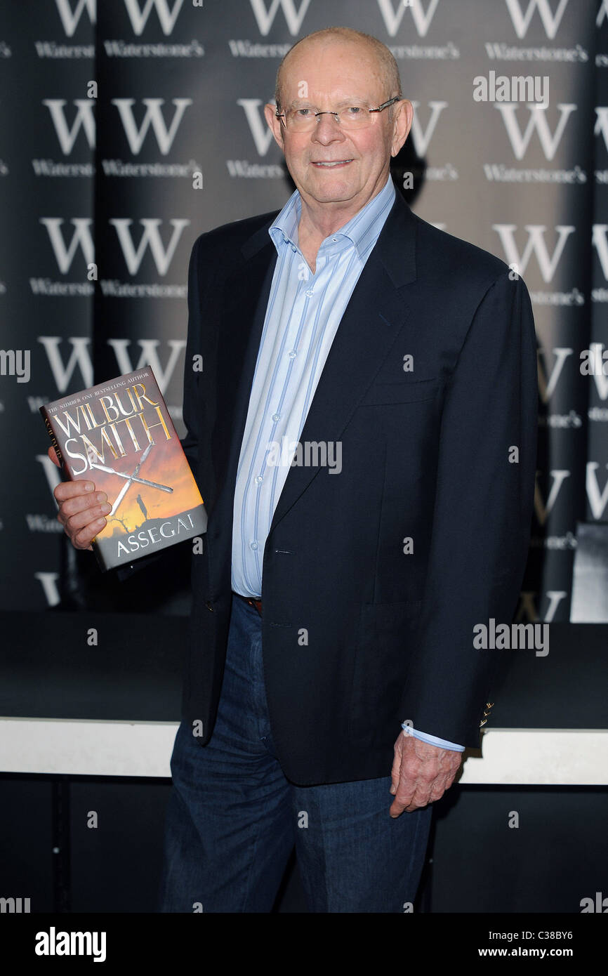 Wilbur Smith signs copies of his new book 'Assegai' held at Waterstone's Piccadilly London, England - 06.04.09 Stock Photo