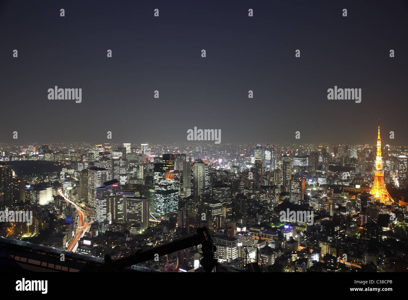 Illuminated Tokyo City in Japan at night from high above Stock Photo