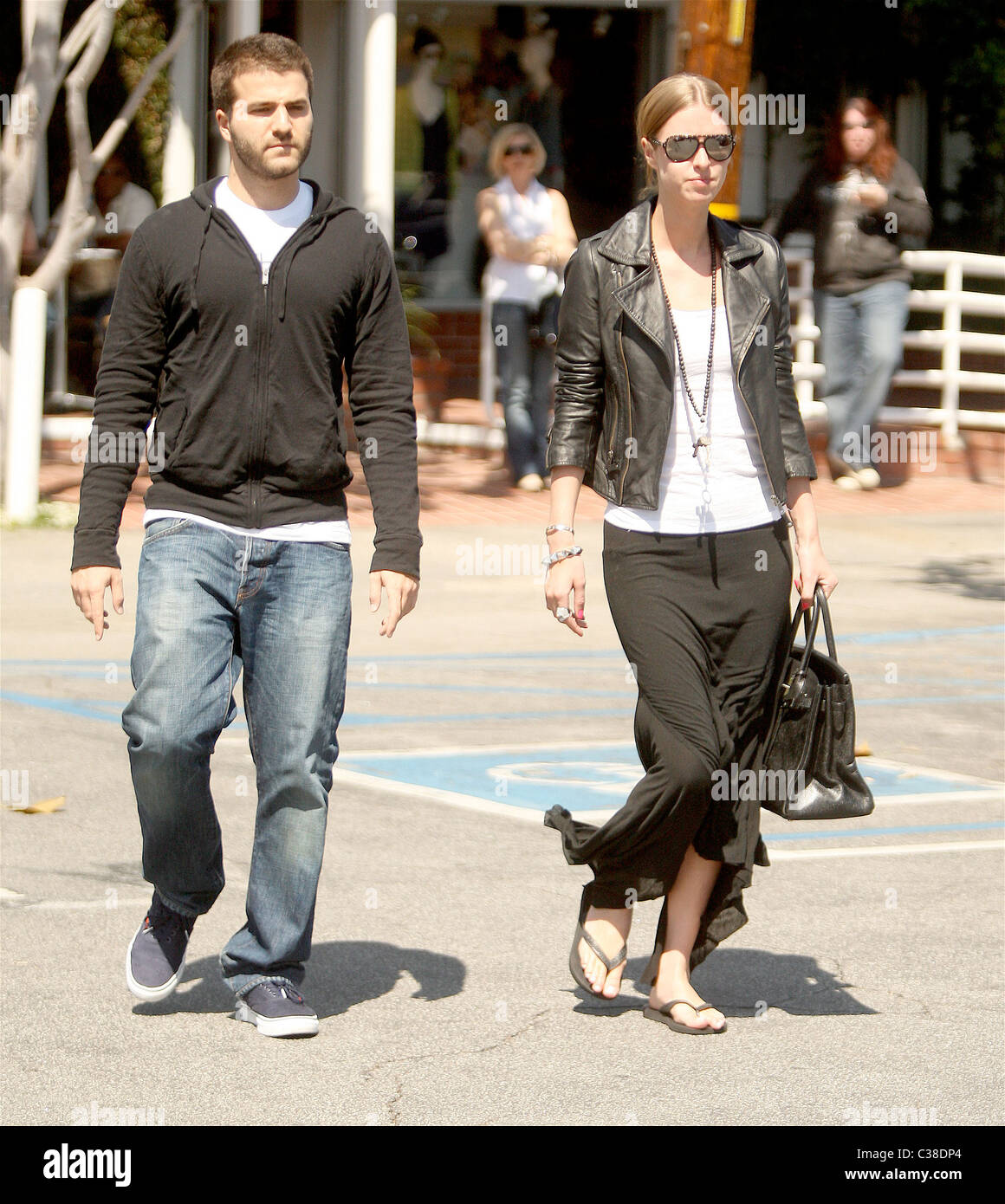 David Katzenberg and Nicky Hilton leaving Fred Segal in West Hollywood after having lunch Los Angeles, California - 07.04.09 Stock Photo