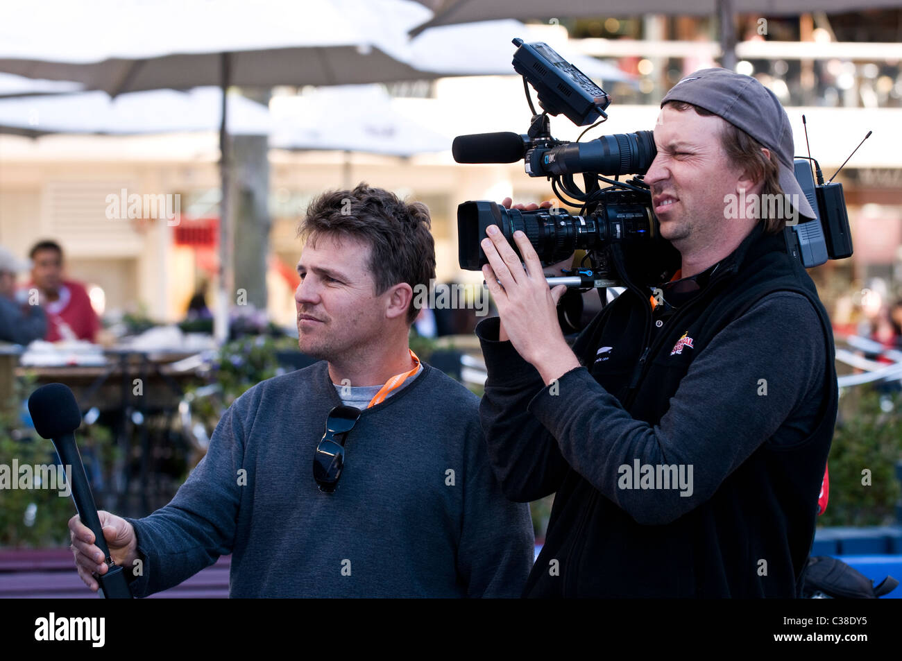 Film cameraman and interviewer, Perth, Western Australia Stock Photo