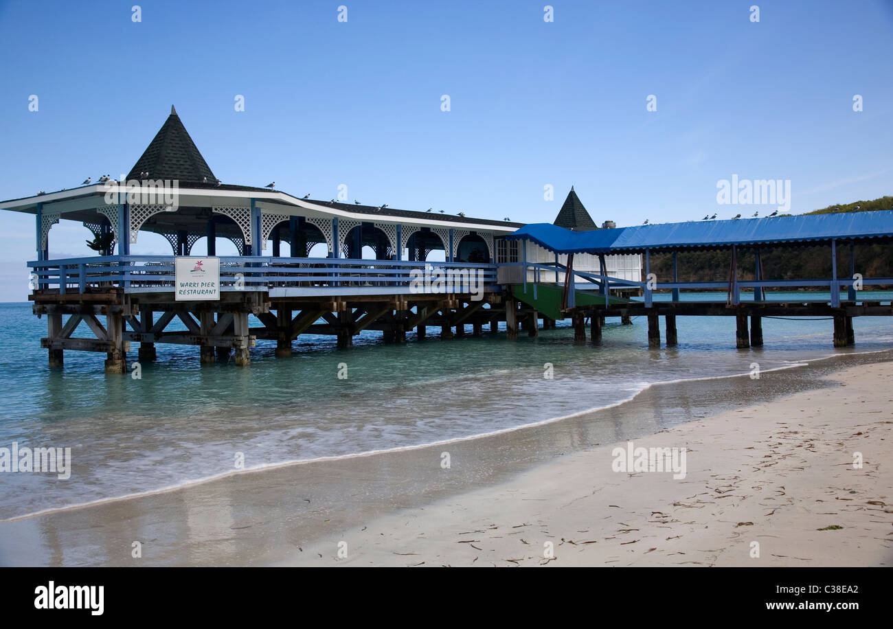 Warri Pier Restaurant at Dickenson bay in Antigua Stock Photo