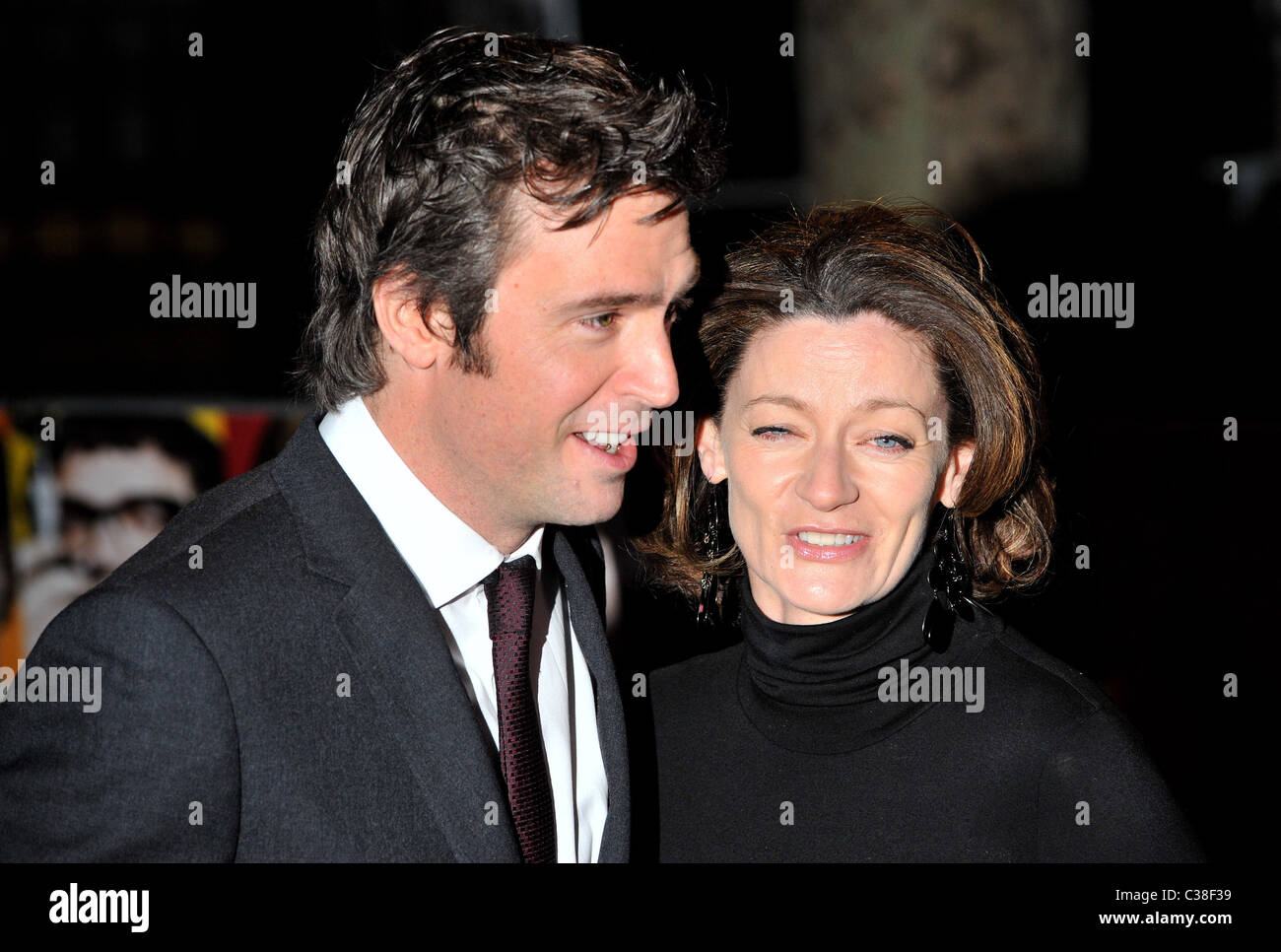 Michelle Gomez and Jack Davenport World Premiere of 'The Boat That Rocked' held at The Odeon, Leicester Square - arrivals Stock Photo