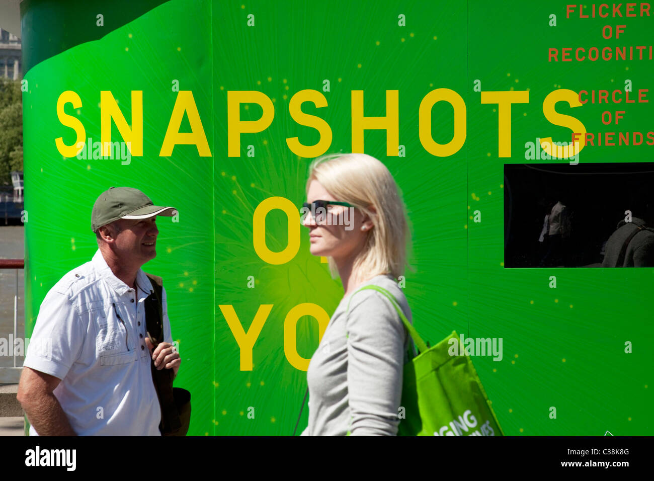 Spring activities on The Southbank, London. A free photo booth offers the public to come in to take Snapshots of You. UK. Stock Photo