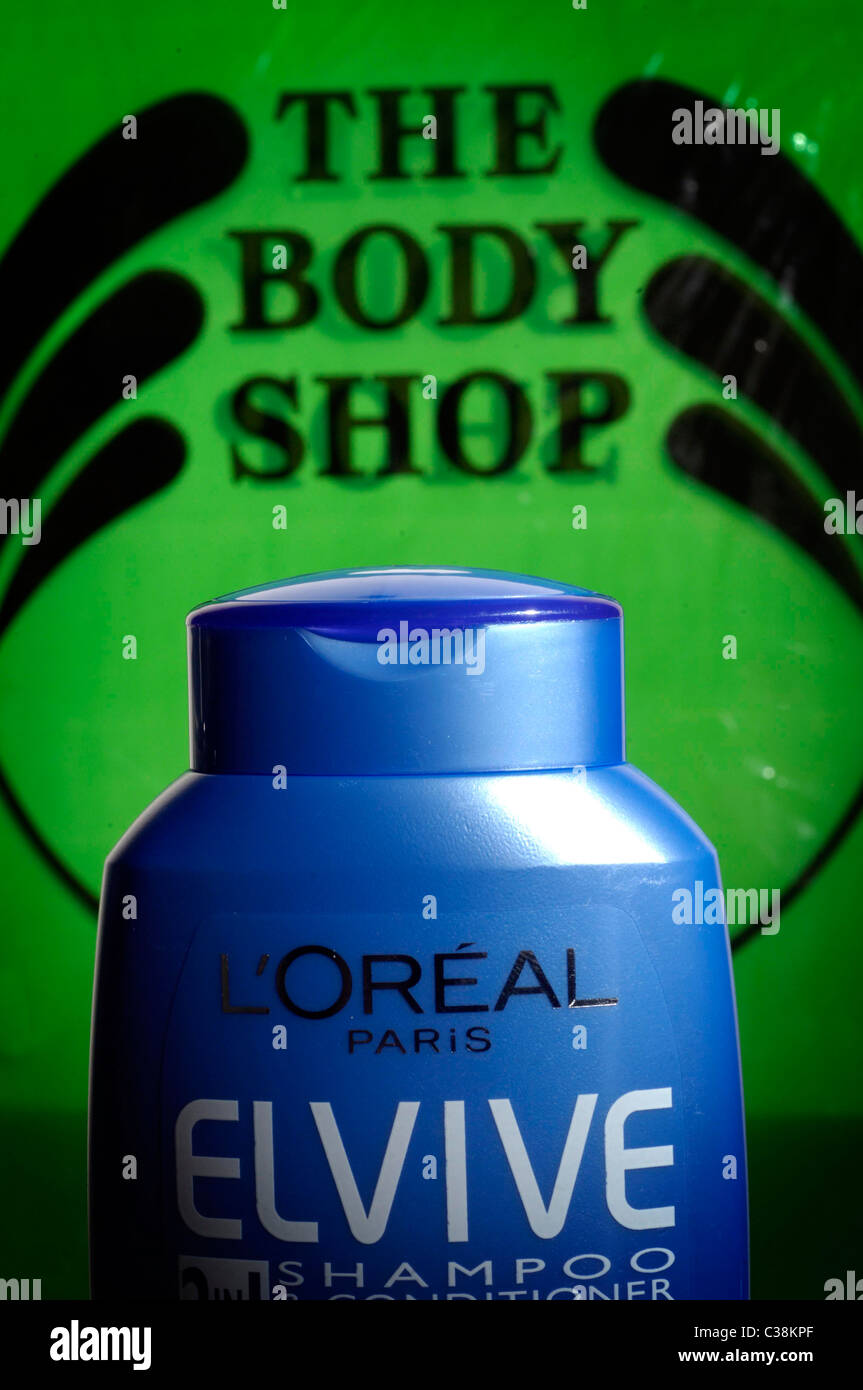 Figurative image of The Body Shop; part of the L'Oreal group. Stock Photo