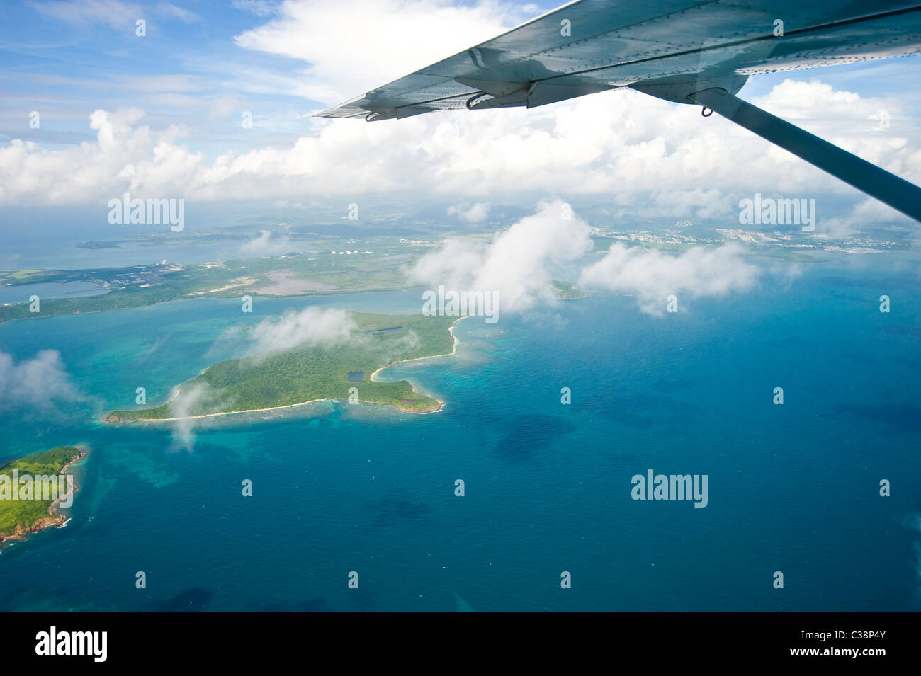 Aerial View Of Puerto Rico & Caribbean Ocean Stock Photo