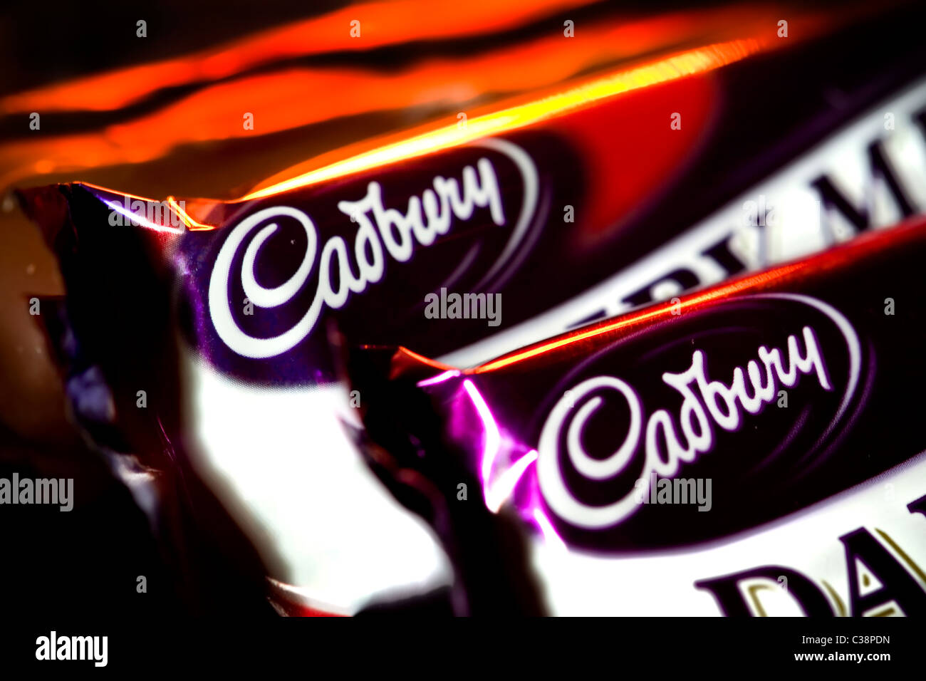 Bars of Cadbury's Dairy Milk chocolate. Stock Photo