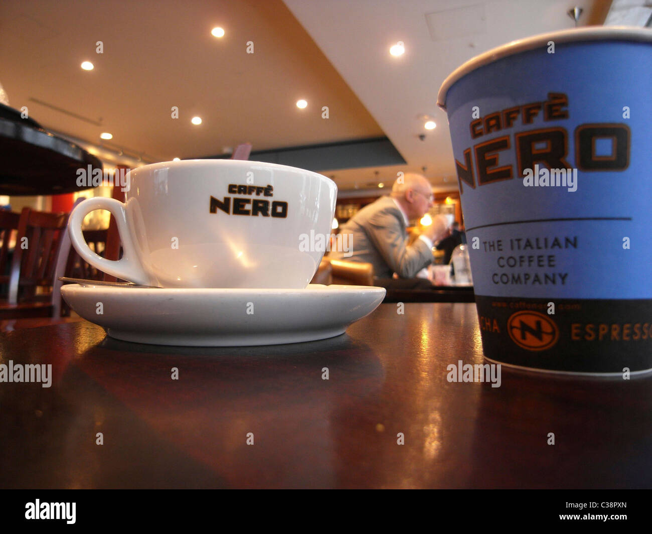 Illustrative image of Caffe Nero coffee. Stock Photo