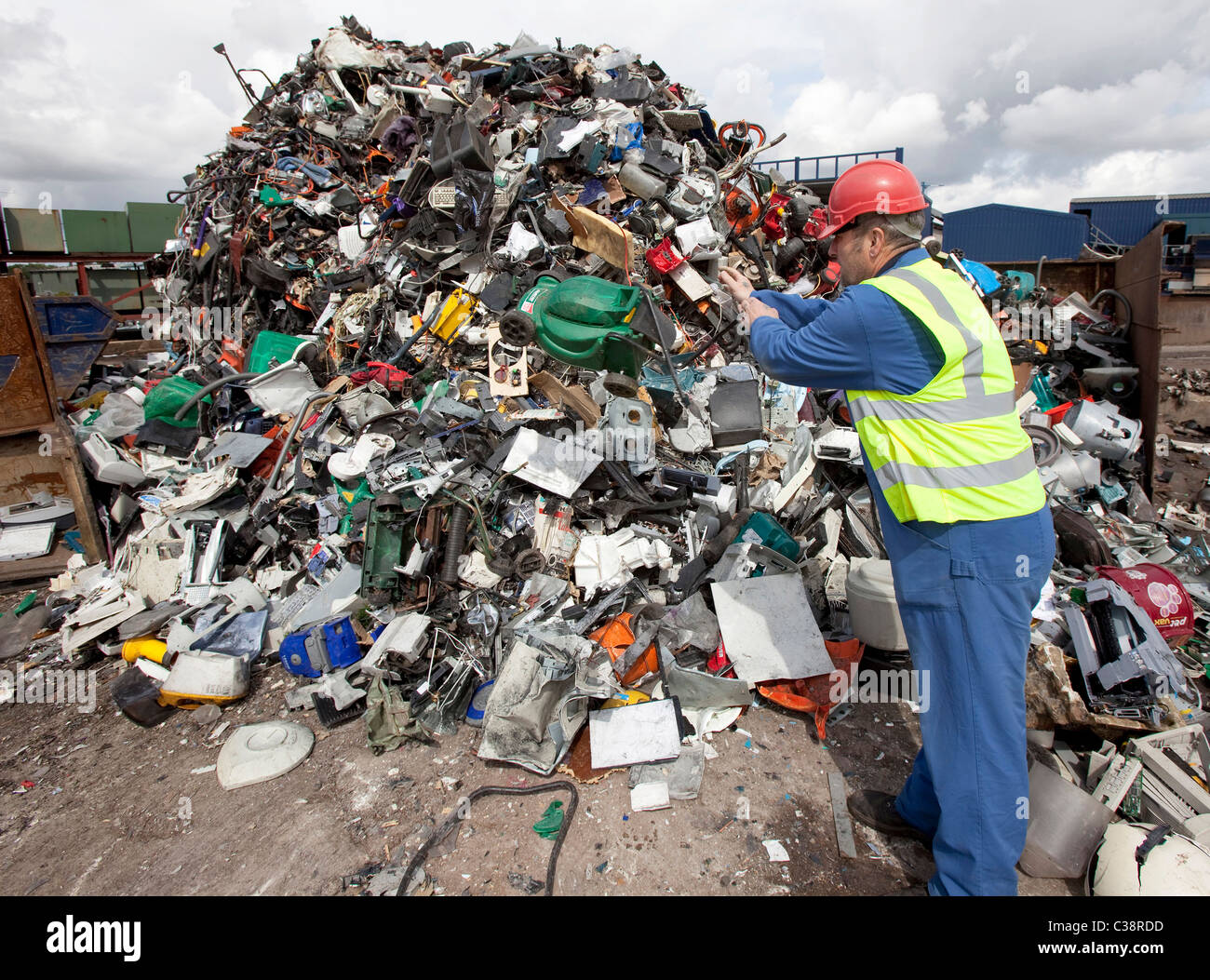 Scrapped electrical goods are piled up awaiting recycling Stock Photo Alamy