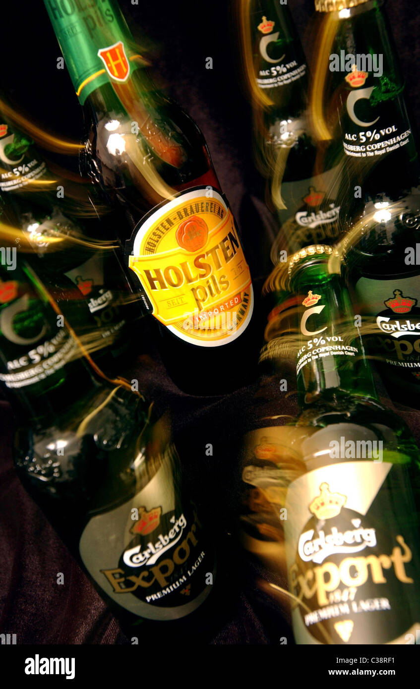 Pictured A bottle of Holsten Pils lager; a Carlsberg brand Stock Photo