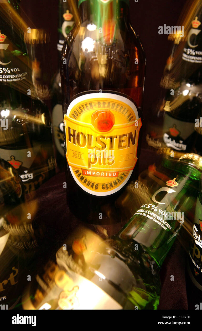 Pictured A bottle of Holsten Pils lager; a Carlsberg brand Stock Photo