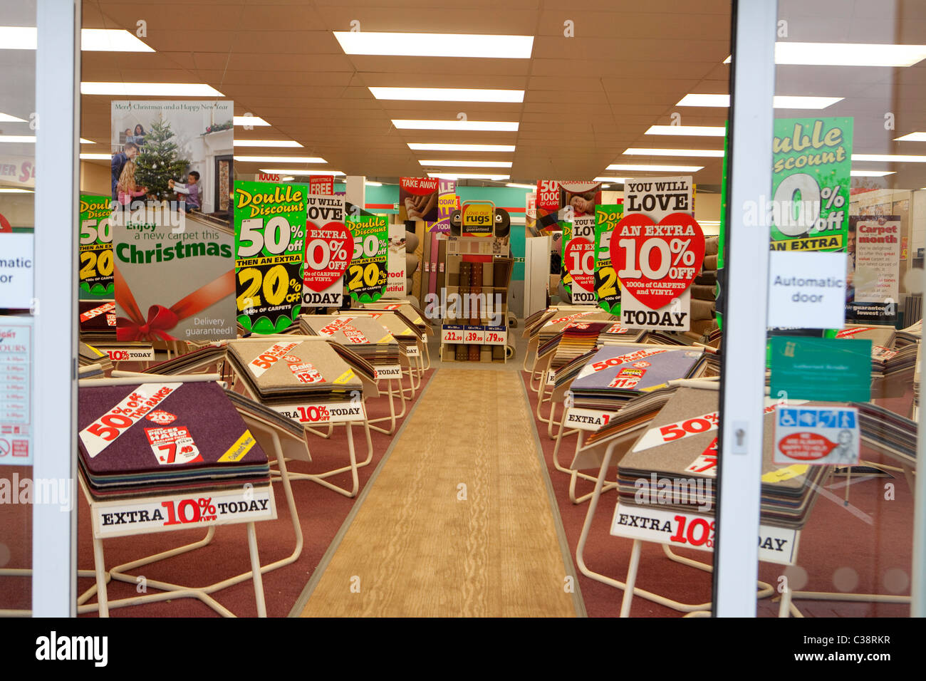 Interior of a Carpetright store. Stock Photo