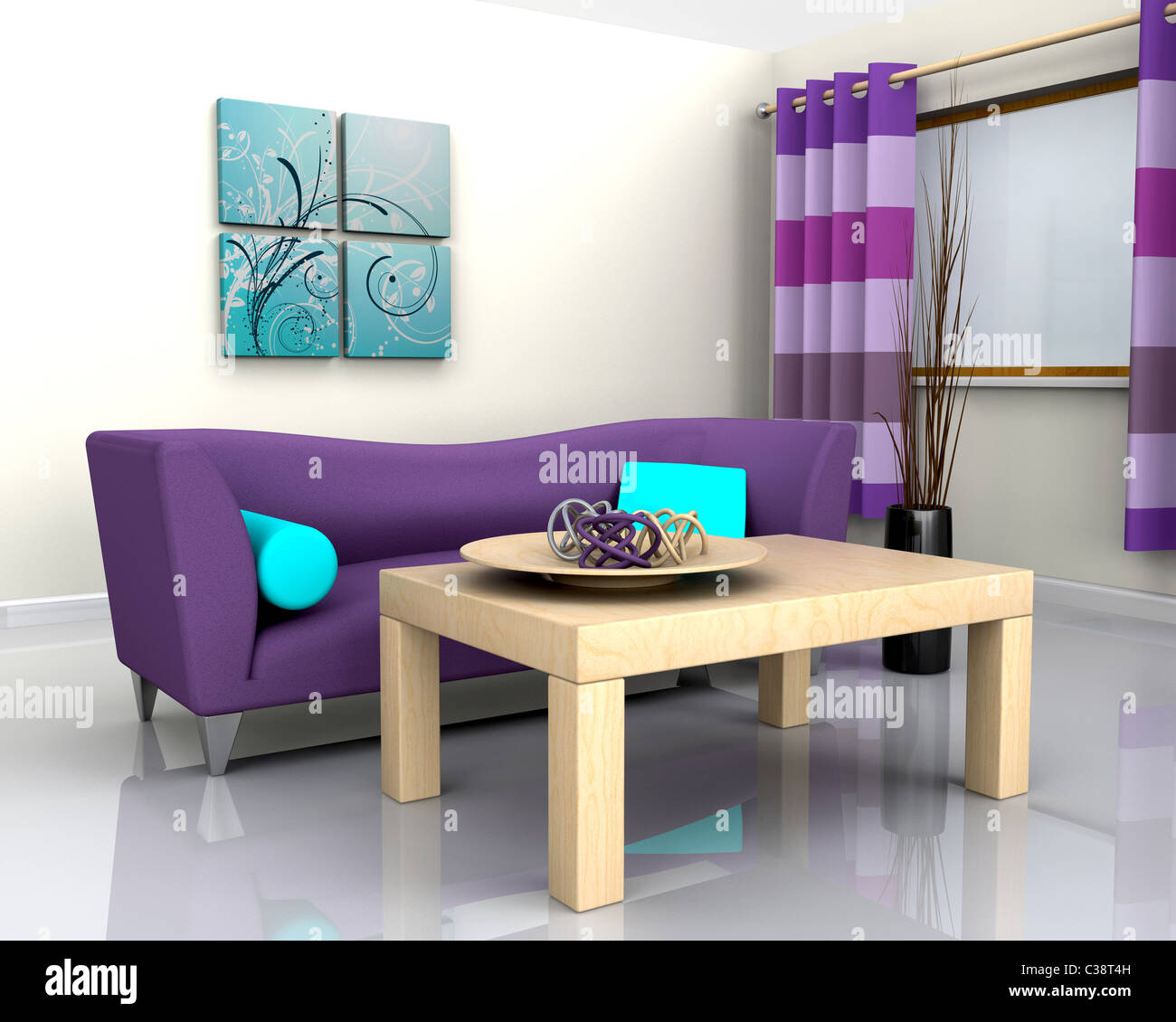 3D render of a contemporary interior and sofa Stock Photo - Alamy