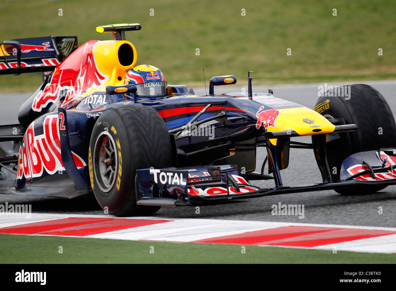 Australian Formula One driver Mark Webber at Montmelo track in Barcelona, 2011 Stock Photo