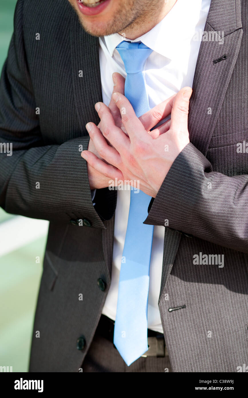 Man with chest pain Stock Photo