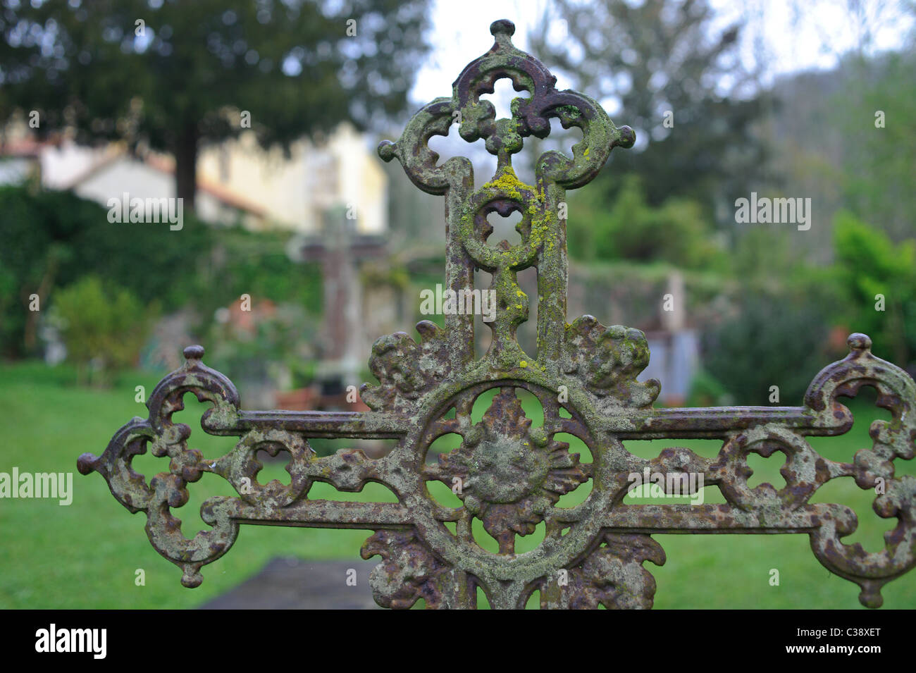wrought iron cross in spain Stock Photo Alamy